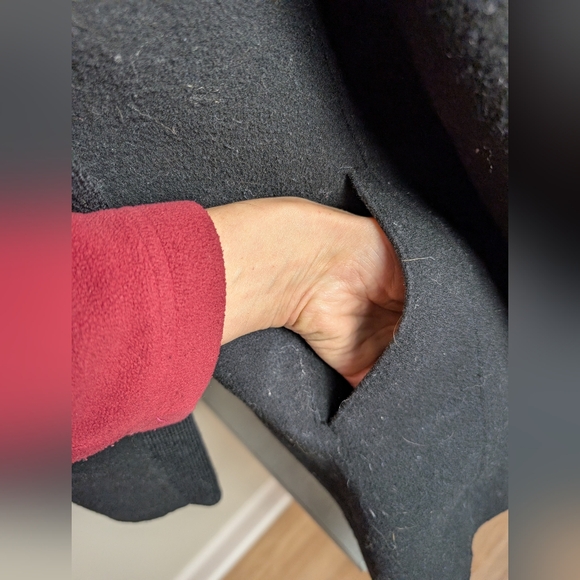 $450 Mackage Women's black Gray Wool Trench Coat With Knit Collar Trim Size S - Picture 4 of 16